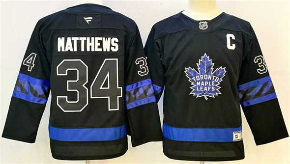 Men%27s Toronto Maple Leafs #34 Auston Matthews Black 2024-25 Alternate With C Patch Stitched Jersey